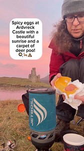 Spicy eggs on a solo winter camp at Ardvreck Castle with a beautiful sunrise and a carpet of deer poo! 🍳🦌💩Cooking in the Wild 29 (I think, I’m losing count 😯) #solofemalecamping | Fiona in the Wild