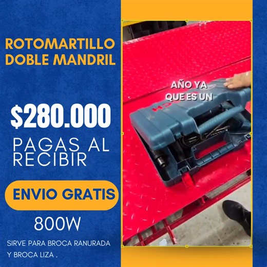 🛠️ El todoterreno de la construcción llegó: Taladro Rotomartillo con 2 mandriles de 1/2 y juego de brocas para perforar, cincelar y demoler 💥. ¡Potencia pro por $280.000 con envío GRATIS y pago contra entrega! 🚚 | DMPRO TOOLS S.A.S