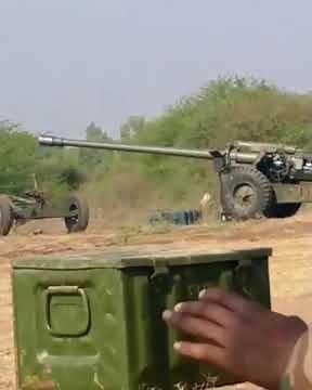 Firing 130mm M46 Towed Field Gun of Indian Army Artillery
