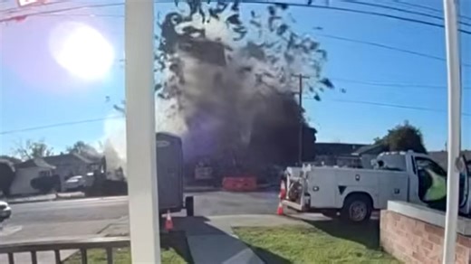 Moment home is destroyed in explosion that left six injured