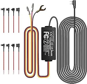 11.5ft Type-C Hardwire Kit for V7 V8 Dash Cam, Hard Wire Car Charger Cable Kit 12V- 24V to 5V/2.5A for Dash Cameras with Low Voltage Protection, Parking Monitoring