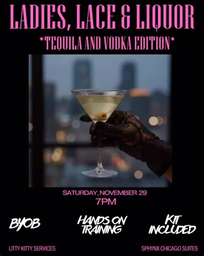 Alana Brewton on Instagram: "Lace, Liquor & A Whole Lotta Ladies’ Night Energy 👠✨ We’re Shaking Things Up With Tequila & Vodka Cocktails — Hands-on, Sexy, And Sip-Worthy 🍸 Grab Your Girls & Join The Fun 💕 🎟️ $45 per person 🔗 Eventbrite link in bio #LadiesLiquorAndLace #CocktailClass #TequilaEdition #VodkaVibes #GirlsNightOut #LittyKittyDrinks"
