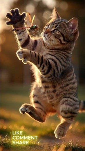 Kitten Plays with dragonfly