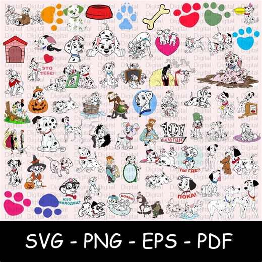 Dalmatians SVG Bundle, Puppy Cut File, Silhouette, Cricut File, Digital Download, Dog Design, Png, Eps, Pdf Files, Craft Supply - Etsy