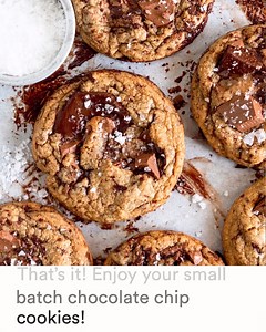 15 reactions | Small-batch chocolate chip cookies made completly by hand! This recipe makes 12 chocolate chip cookies, and can easily be doubled. The cookie has a brown butter base and can be made without a mixer - these are my current faves whenever I need a cookie fix! | Cloudy Kitchen | Facebook