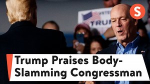 11K views · 106 reactions | At a rally in Montana, President Trump demonstrated some bizarre wrestling moves and praised the Republican lawmaker who body-slammed a reporter last year as "my kind of guy." | Splinter | Facebook
