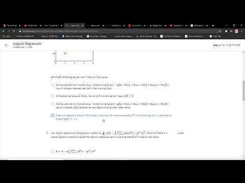 Machine Learning Week 3 Quiz 1 (Logistic Regression) Stanford Coursera