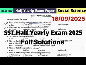 Class 8 Social Science Paper Half yearly Exam paper 2025-26 Solutions | 8th sst term 1 solved