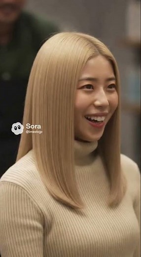 黒髪ロングヘア女性が金髪にイメチェン２ #hair #ai #ヘアカット #金髪 #イメチェン