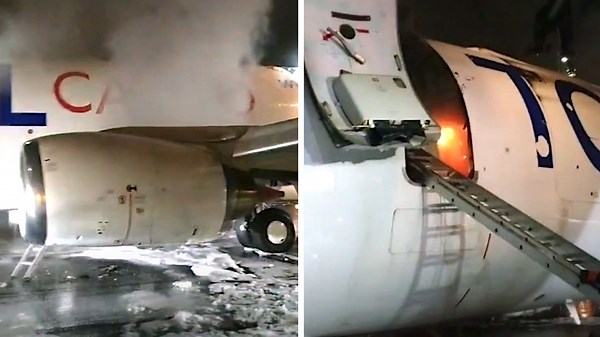 Boeing 737 cargo plane makes emergency landing after catching fire