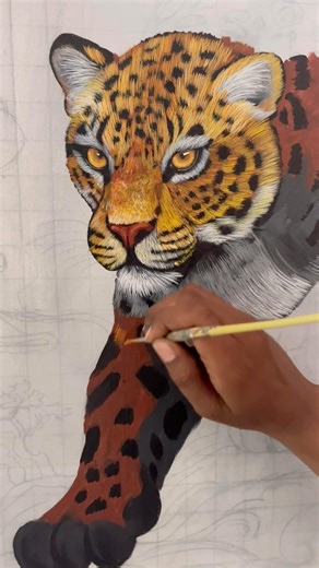 Leopard painting acrylic on canvas #shorts #youtubeshorts