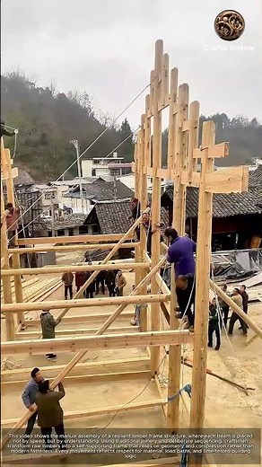 Stunning Craftsmanship: Manual Assembly of a Resilient Timber Frame Structure