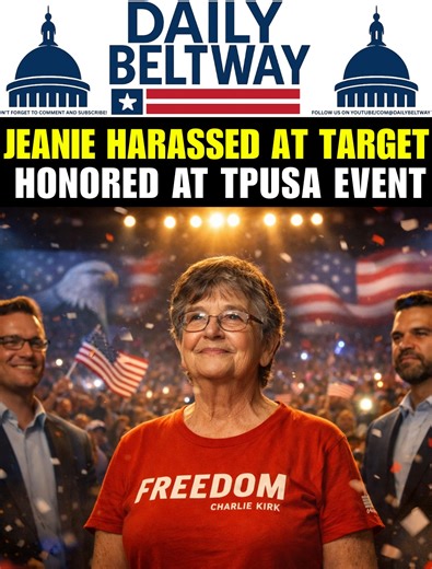 72-year-old Target worker Jeanie Beeman just went from stocking shelves to receiving a standing ovation from thousands at the biggest conservative event in America and the reason why will restore your faith in everyday patriots. On December 15 in Chico California, Jeanie showed up for her regular Target shift wearing a red Freedom shirt honoring Charlie Kirk. She'd worn it before without problems but this time healthcare worker Michelea Ponce recorded herself following Jeanie around the store un