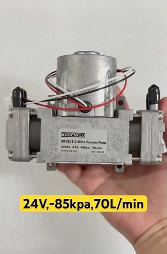 24V Micro Compressor – High Flow 70L/min | -85kPa Vacuum Power