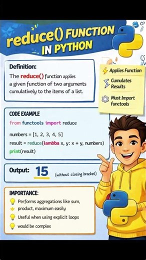 reduce function in python #pythonprogramming #pythonfunctions ‪@CodeWithHarry‬