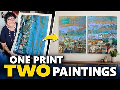 Giant Gel Plate Collage Becomes Two Mixed Media Masterpieces