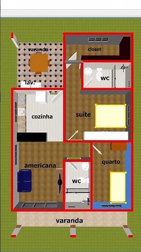 planta casa 2 quartos