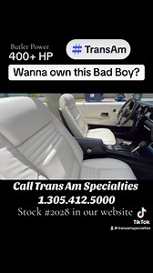 8.1K views · 378 reactions |  SOLD powButler power! Very fast TA! Restored! Very collectible with factory uncommon white deluxe interior! Call Rick at 1.786.218.1763 financing and transport available WAC | Trans Am Specialties of Florida | Facebook