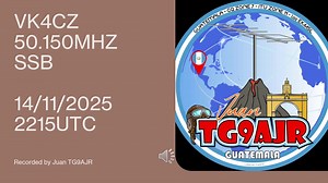 6m is an amazing band, and when you get the chance to work 13,351.8km on SSB you jump at it! This morning when working Juan TG9AJR on FT8 his signal rapidly rose to 4, and I asked we move to SSB. Paid off instantly with a great contact. Juan later recorded me when CQn. It's always great to hear what your own station sounds like from halfway around the world! | VK4CZ