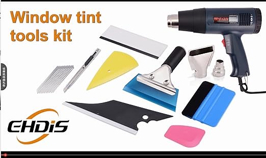 Window tint install tool with heat gun