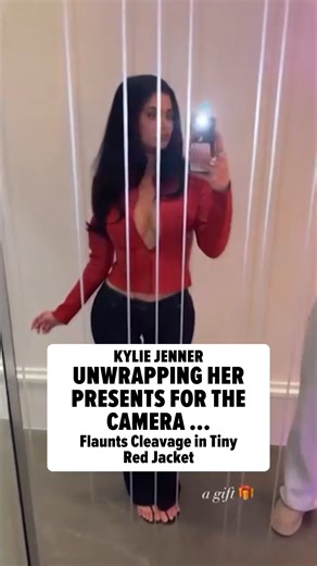 Kylie Jenner's making Santa's signature color sexy this holiday season -- flashing her ample cleavage in a tight and tiny leather jacket. 🎥 Instagram/kyliejenner | TMZ