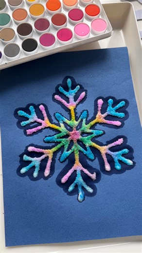Mandisa | Happy Toddler Playtime on Instagram: "This snowflake craft is always a winter favorite! Kids draw or trace a snowflake or print out my template, cover the lines with glue, sprinkle on salt, and then gently paint to watch the colors spread and sparkle. It’s a simple process art activity that feels a little bit magical every time. Easy to set up, budget-friendly, and perfect for toddlers and preschoolers on cozy winter days. Comment SNOWFLAKE and I’ll send you my snowflake template perfe