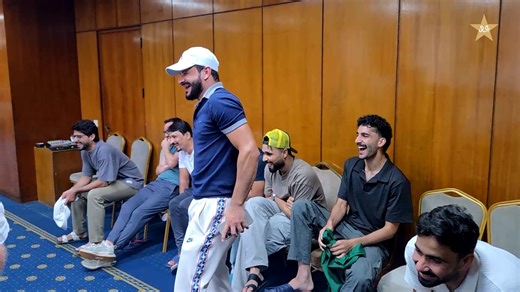 Blindfolds on, teamwork tested 🤝 Plenty of laughs and banter as the Pakistan players take on a fun team bonding challenge 😅 #BackTheBoysInGreen | Pakistan Cricket Team