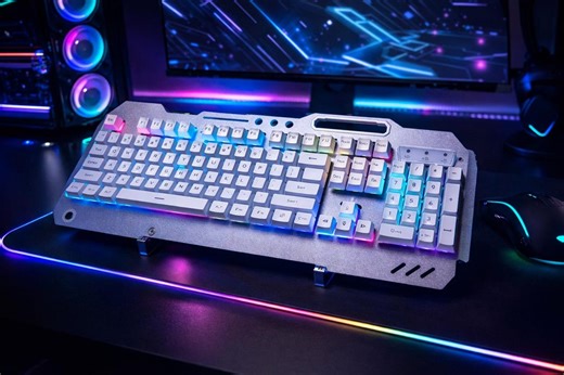 RGB Wired Gaming Keyboard – Aluminum Backlit Keyboard With Phone Holder (SOUND TEST!) - Etsy