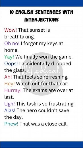 "Learn How to Use Interjections: Top 10 Sentences to Improve Your English 🚀📚"