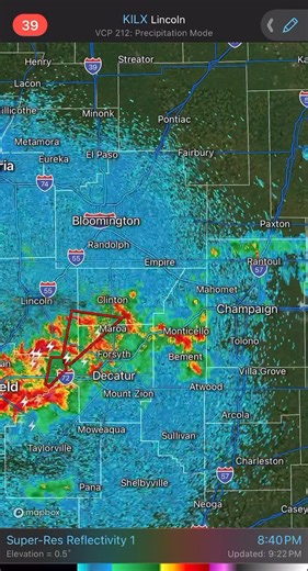 1.5K views · 32 reactions | 9:25 SATURDAY UPDATE: As scattered storms have begun to develop across central Illinois tonight, one storm has prompted a tornado warning west of Decatur, tracking toward the Clinton area. This storm will not impact Champaign County, and severe weather is not anticipated in the immediate Champaign-Urbana area at this time. | Meteorologist Andrew Pritchard - Chambana Weather | Facebook