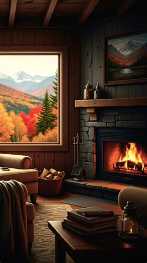 🍁Cozy Autumn Serenade | A crackling fireplace warms a cozy living room awaiting you #asmr #cozy