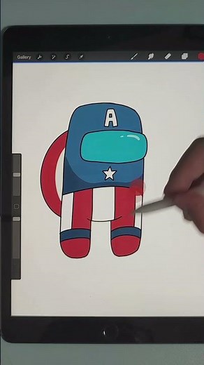 How to Draw AMONG US Captain America Skin | Drawing on iPad in Procreate | procreate tutorial