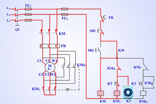 电工知识：星三角降压启动主线路详细讲解，仿真演示