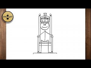 How to draw a king sitting on a throne easy