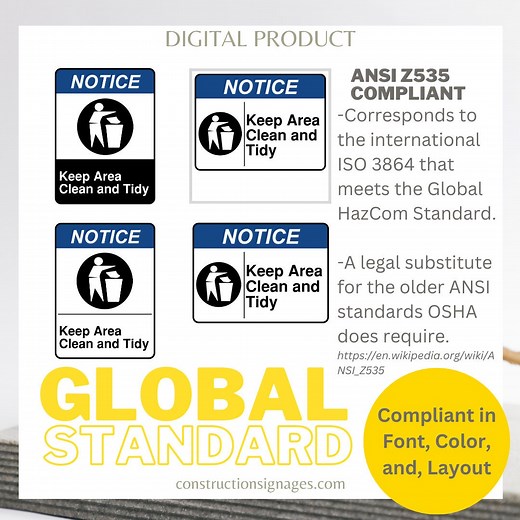 Keep Area Clean and Tidy, Safety Sign Printable, Digital Download - Etsy