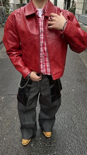 PACEHEF on Instagram: "Bloodline Leather Jacket - Shop now before it goes out of stock. FLAT ₹299 OFF on all Pre-paid orders. Available Sizes : S / M / L / XL / XXL Available Colour : Cherry Design : A31 Specifications : - Material : TR Leather - Side Pockets - Covered Zippered - Inside Pockets - Model Wears Size M - Cropped Oversized An elegant jacket by PACEHEF. This contemporary piece is crafted from luxurious TR leather, offering a perfect blend of style and sophistication. The green article