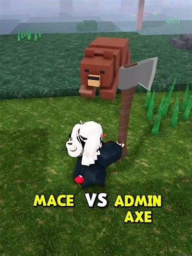 Mace Vs Admin Axe 🐻😱 #99nightintheforest #99nights #roblox #zoomablox #usa