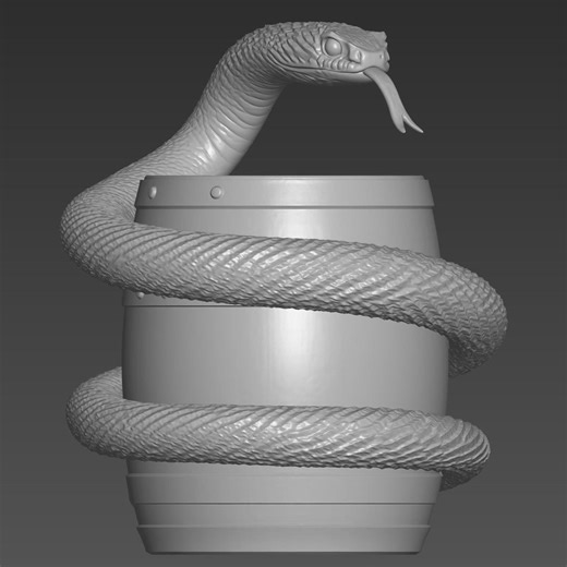 Snake Coiled Around Barrel STL File - 3D Printable Pencil Holder, Planter or Jewelry Box - Gothic Desk Organizer - Etsy