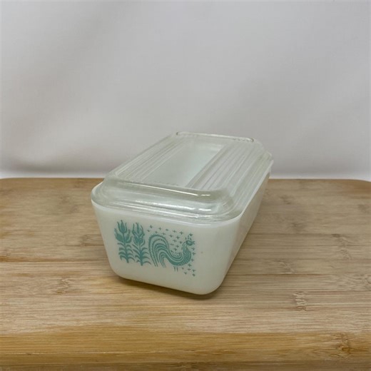 Pyrex Turquoise on White Amish Butterprint #502 Refrigerator Dish. 1-1/2 Pint Capacity. Preowned. - Etsy