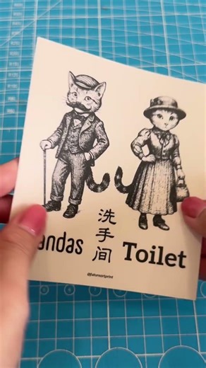 Toilet Tandas 洗手间 Man Woman Gentlemen Ladies Cat Design Malaysia Premium Sticker