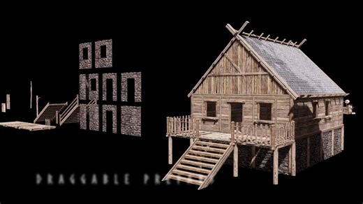 Unity场景 – 模块化房屋 Modular Houses (Modular Medieval Houses, House, Fantasy Houses,