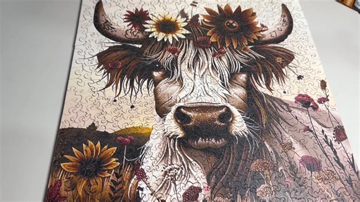 Sunflower Yak Wooden Jigsaw Puzzle 12"x 12" inch 500 pieces Adult Home Decoration Art Gift Family Game