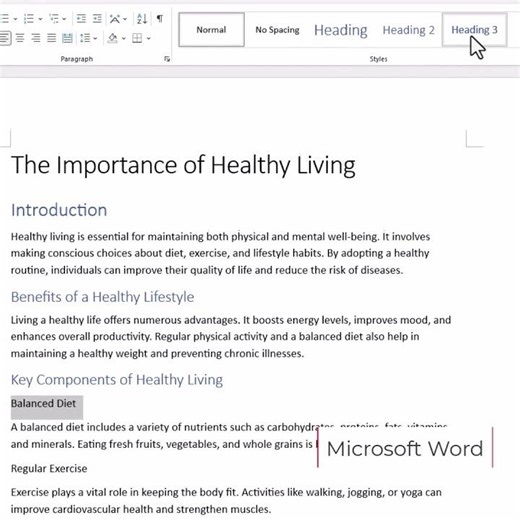 Microsoft Word Setting Headings