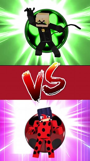 Lady Bug VS Cat Noir Transformation #miraculousladybug #miraculous #marinette #ladybug #minecraft #foryoupage #ladybugandcatnoir #catnoir #supercat