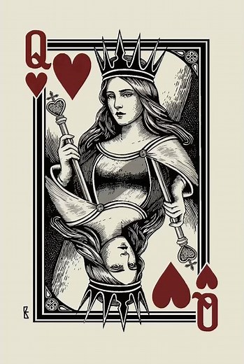 Queen of Hearts Playing Card Art Timelapse