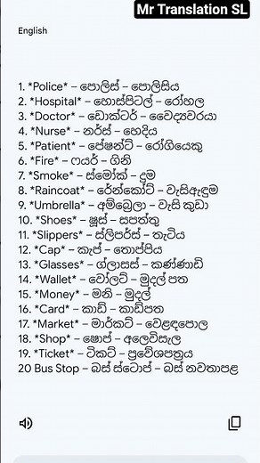 20 Useful English Words with Sinhala Meaning | Daily Vocabulary | Mr Translation SL