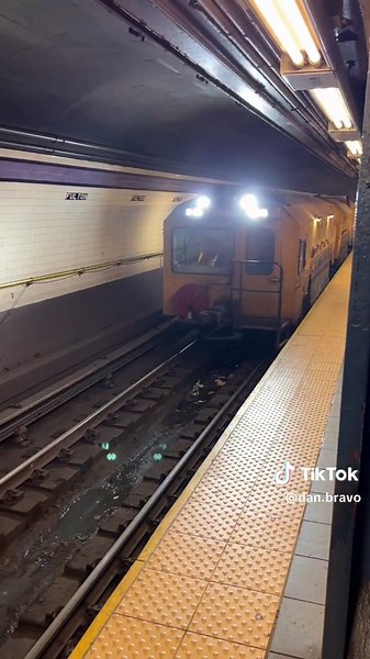 It’s a Loram rail grinder used to extend the life of the rails by grinding a new profile to the rail head #nyc #mta #nycsubway #transit #railroad