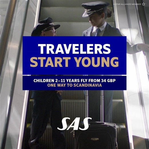 113 reactions · 24 comments | Right now, children traveling with an adult only pay taxes and can travel to Scandinavia One Way from 34 GBP. | SAS - Scandinavian Airlines | Facebook