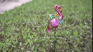Shop LC Set of 2 Pink Black Garden Solar Stake Flamingo Solar Powered Light Home Decor