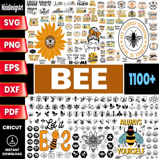Bee SVG Bundle, Honeycomb, Queen Bee Clipart (1100  Files) - Etsy UK